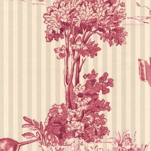 Carta da parati equestre Elway Hall Toile rossa bacca e celadon