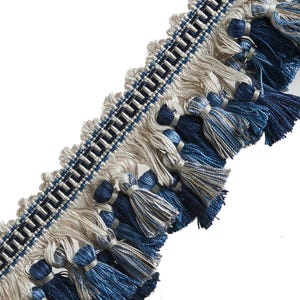 3&quot; Vincenza Cobalt Blue Scalloped Tassel Fringe Trim