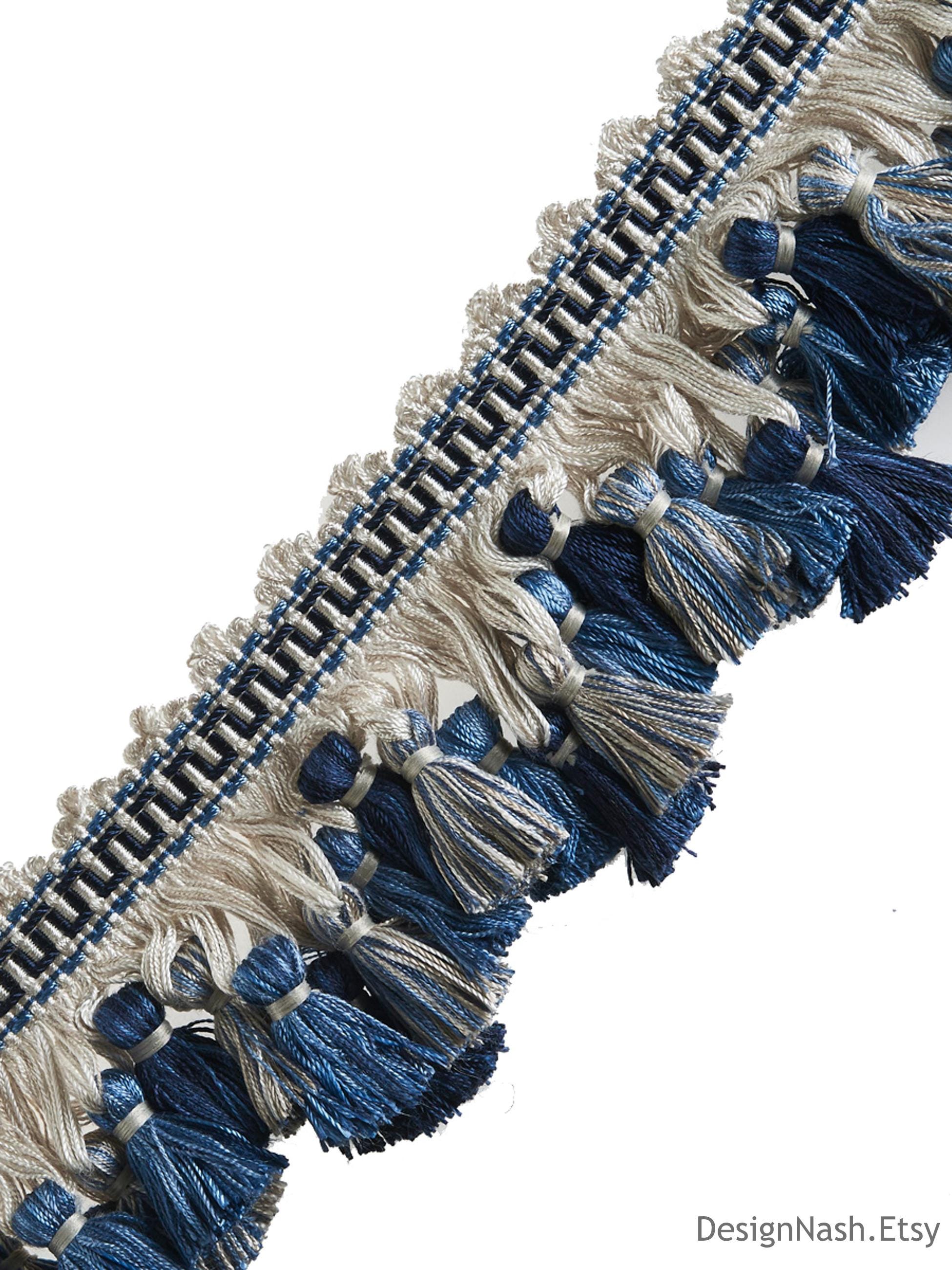 3" Vincenza Cobalt Blue Scalloped Tassel Fringe Trim
