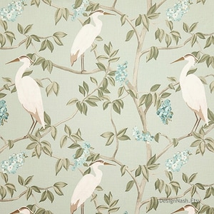 Herons Hiding color seaspray Printed Cotton Fabric for Home Decorating