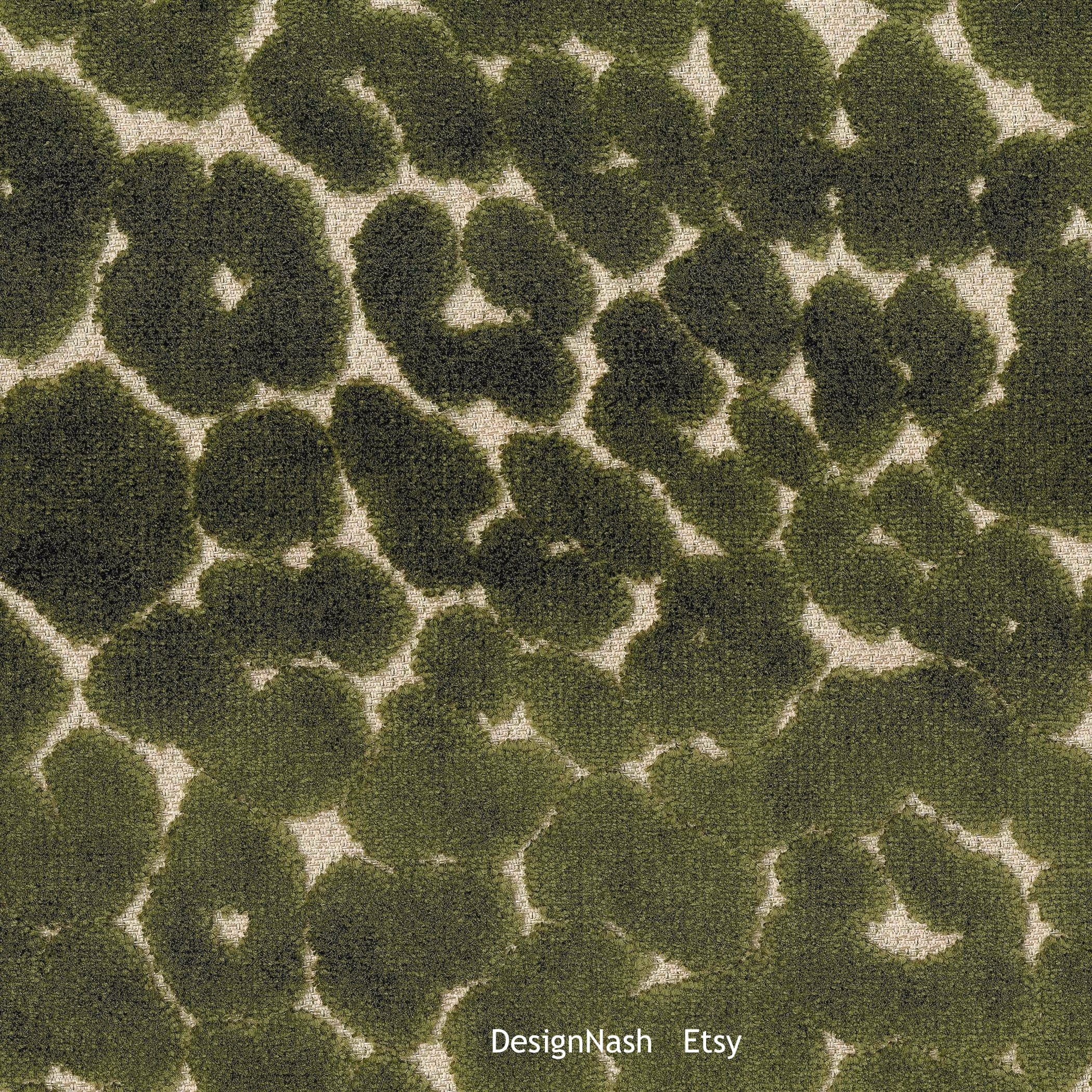 Jungle Spots Velvet Green Fabric for Home Decorating and