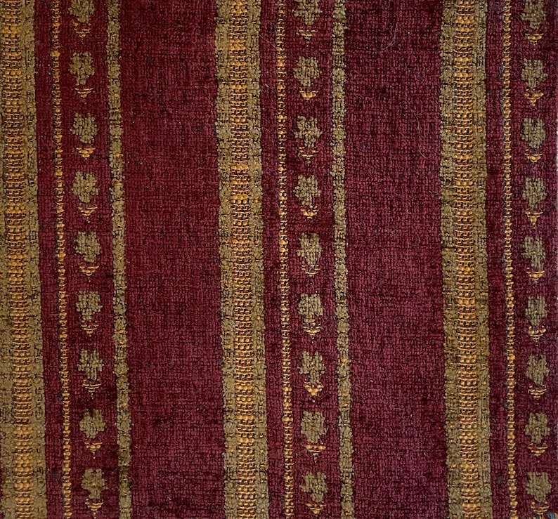 Durante Striped Chenille Plum Wine Fabric for Upholstery and Home ...