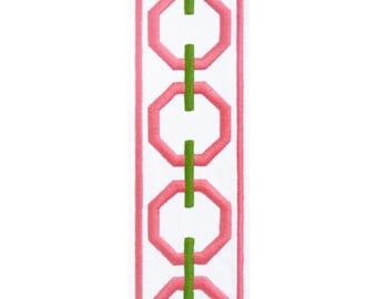 3" Maldives Geometric hot pink Embroidered Trim Tape