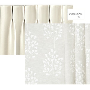 Botanical Sprigs off white Embroidered Sheer Drapery Panel