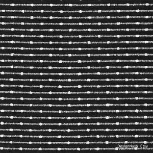 May include: Black and white fabric with a repeating pattern of horizontal lines of small white dots.
