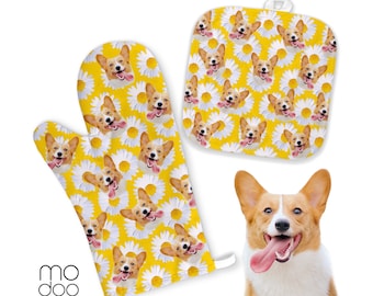 Personalized Dog Oven Mitts, Custom Photo Kitchen Heat Protection, Right-Handed Only