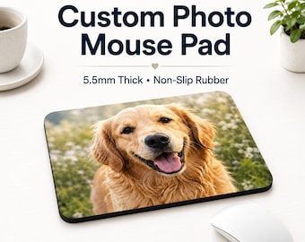 Custom Photo Mouse Pad, Personalized Pet, Family or Logo Desk Gift