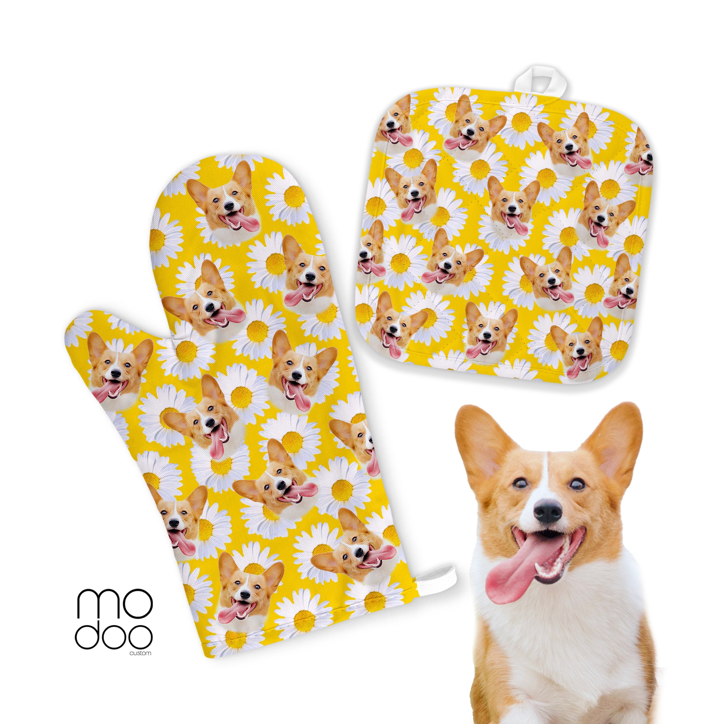 Cute Corgi Oven Mitts and Pot Holders 2pcs Set,Cute Animal Collage Heat  Resistant Long potholders and Baking Gloves with Non-Slip Surface for  Cooking
