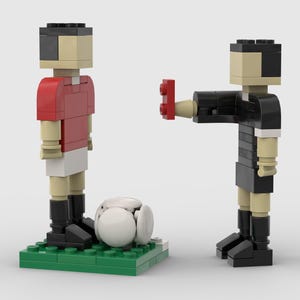 Modelo de jogador de futebol personalizado LEGO® para exibição – Manchester City, Manchester United, Real Madrid, Brasil – tijolos oficiais para presente de futebol montável