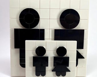 Cartello per bagno in mattoncini / Simbolo classico di uomo e donna / Istruzioni LEGO® digitali - Due diverse dimensioni