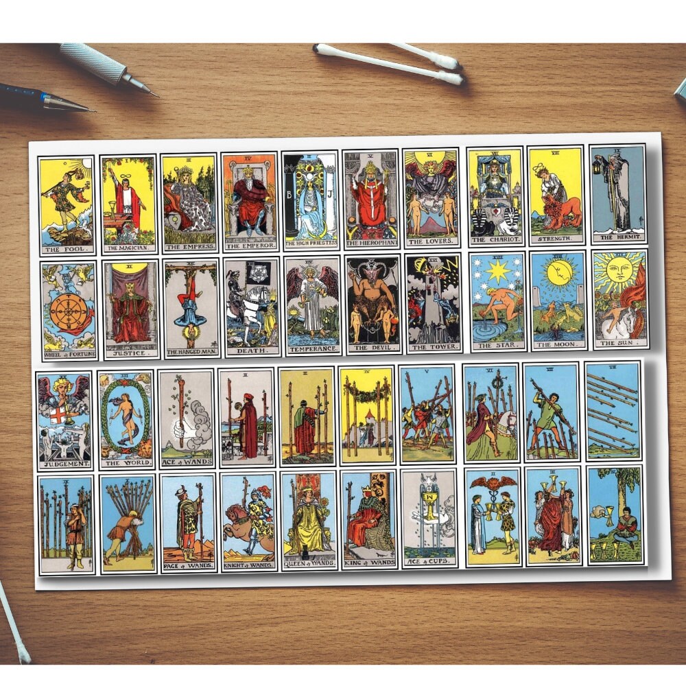 Instant Download Mini Tarot Card Printable Pack Stickers - Etsy