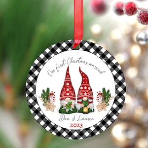 Personalized First Christmas ornament, Gnomes couple Christmas ornament, 1st Christmas Couple Gift, 1st Christmas Together Keepsake