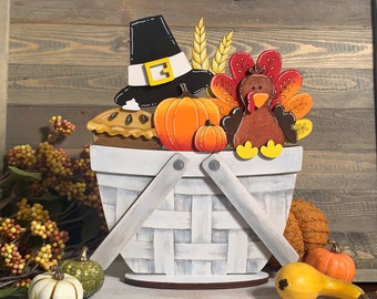 Handmade Thanksgiving Turkey Basket Sign: Farmhouse Fall Decor