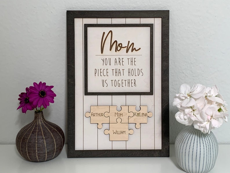 Personalized Mother's Day Wood Puzzle Sign, You are the Piece that Holds us Together, Family Gift for Mom, Personalized Family Sign

Perfect gift for Mother's Day!