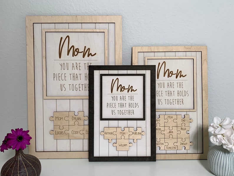 Personalized Mother's Day Wood Puzzle Sign, You are the Piece that Holds us Together, Family Gift for Mom, Personalized Family Sign

Perfect gift for Mother's Day!