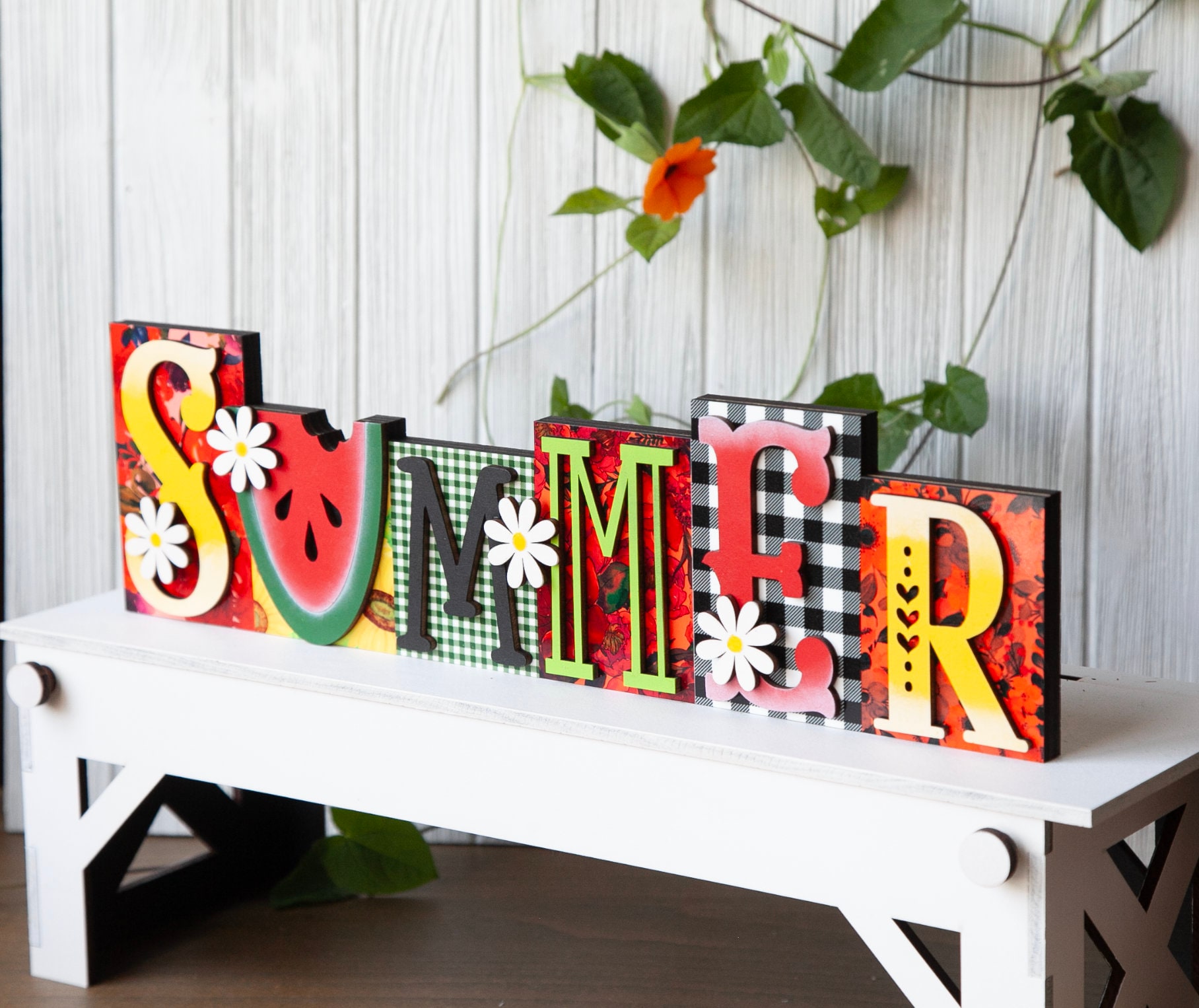 Summer Wood Block Sign: Chunky Shelf Sitter, Watermelon Decor