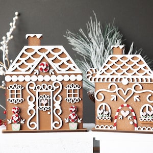Christmas Gingerbread House Decor: Hand-Painted Holiday Mantel Display