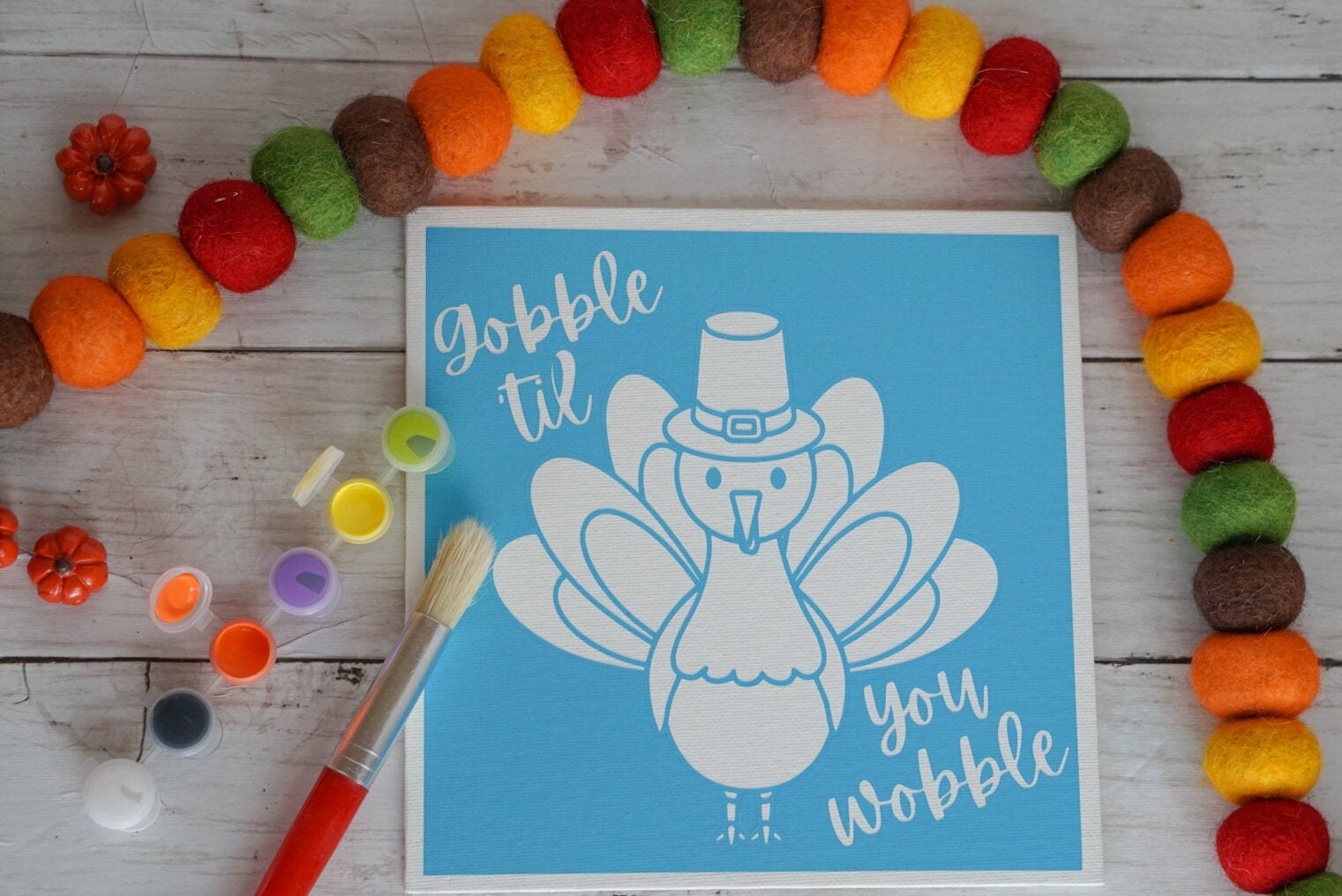 DIY Thanksgiving Canvas Prestenciled Canvas for Kids Etsy
