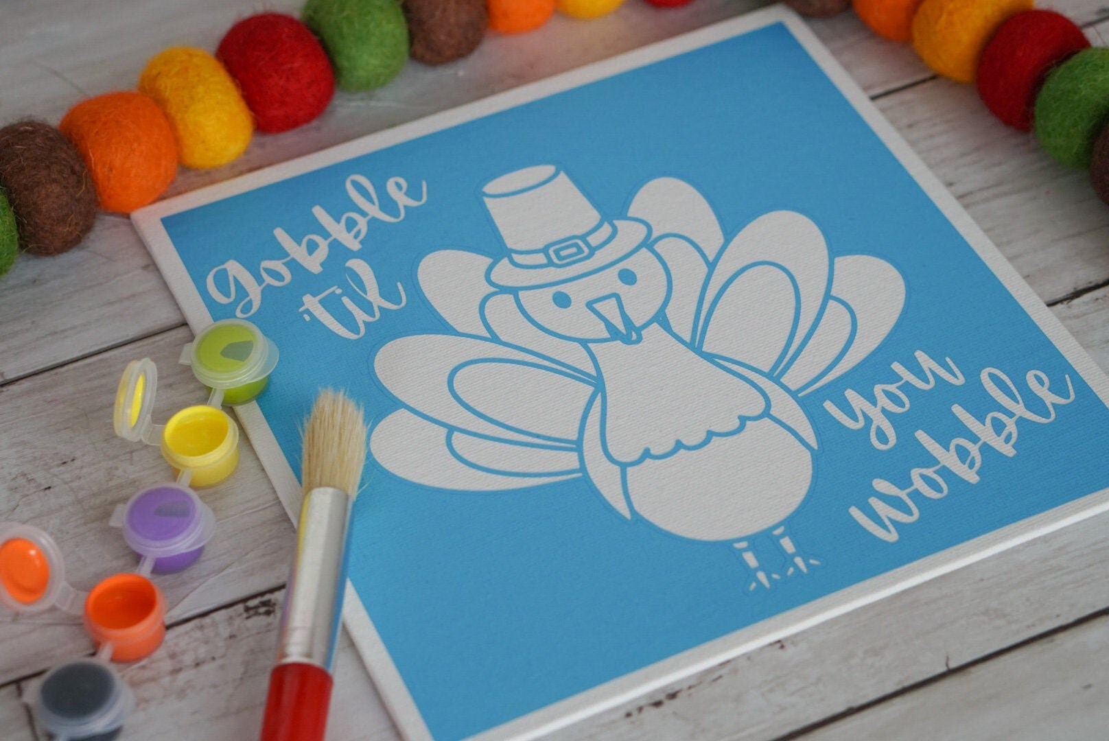 DIY Thanksgiving Canvas Prestenciled Canvas for Kids Etsy