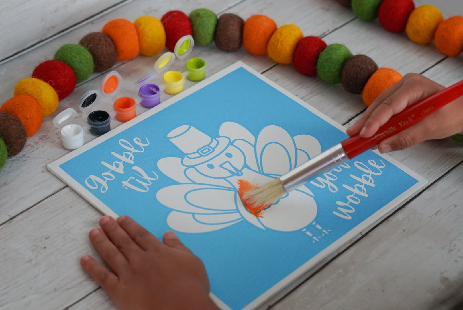 DIY Thanksgiving Canvas Prestenciled Canvas for Kids Etsy