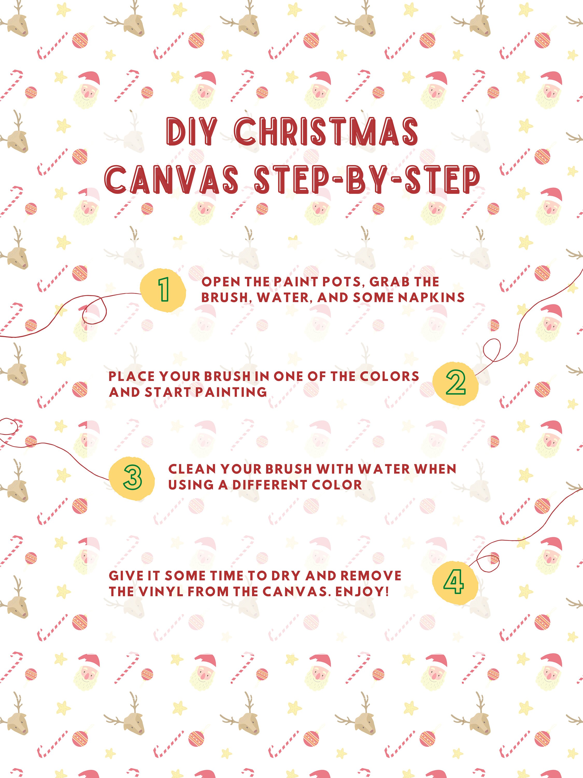 DIY Christmas Canvas Prestenciled Canvas for Kids Christmas Etsy