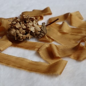 Hand dyed Silk Ribbon, 100% Mulberry Silk Ribbon, Bouquet Silk Ribbon, Gold Yellow Silk Ribbon, Ribbon For Wedding, Wedding Silk Ribbon
