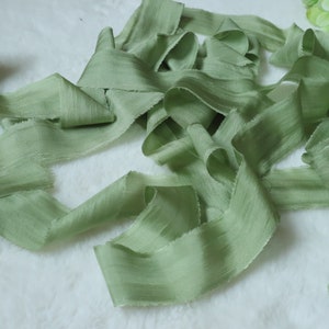 Olive Luxe Pure Silk Ribbon - 100 % Hand Dyed Silk Ribbon, Bouquet Silk Ribbon, Mulberry Silk Ribbon, Green Silk Ribbon, Leaf Silk Ribbon