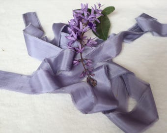 Hand dyed Silk Ribbon, 100% Mulberry Silk Ribbon, Lavender Silk Ribbon, Purple Silk Ribbon, Ribbon For Wedding, Wedding Silk Ribbon