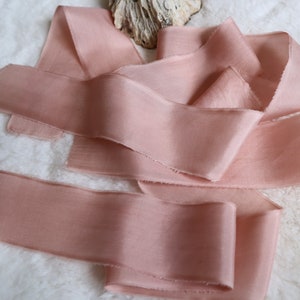 Hand Dyed Silk Ribbon 100%, Copper Blush Silk Ribbon, Pure Mulberry Silk Ribbon, Bouquet Silk Ribbon, Gift Mulberry Silk Ribbon