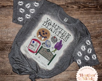 TVD | Bleached Tee | Vampire, Damon Salvatore, Mystic Falls | Vintage, Retro, Merch, Gift |