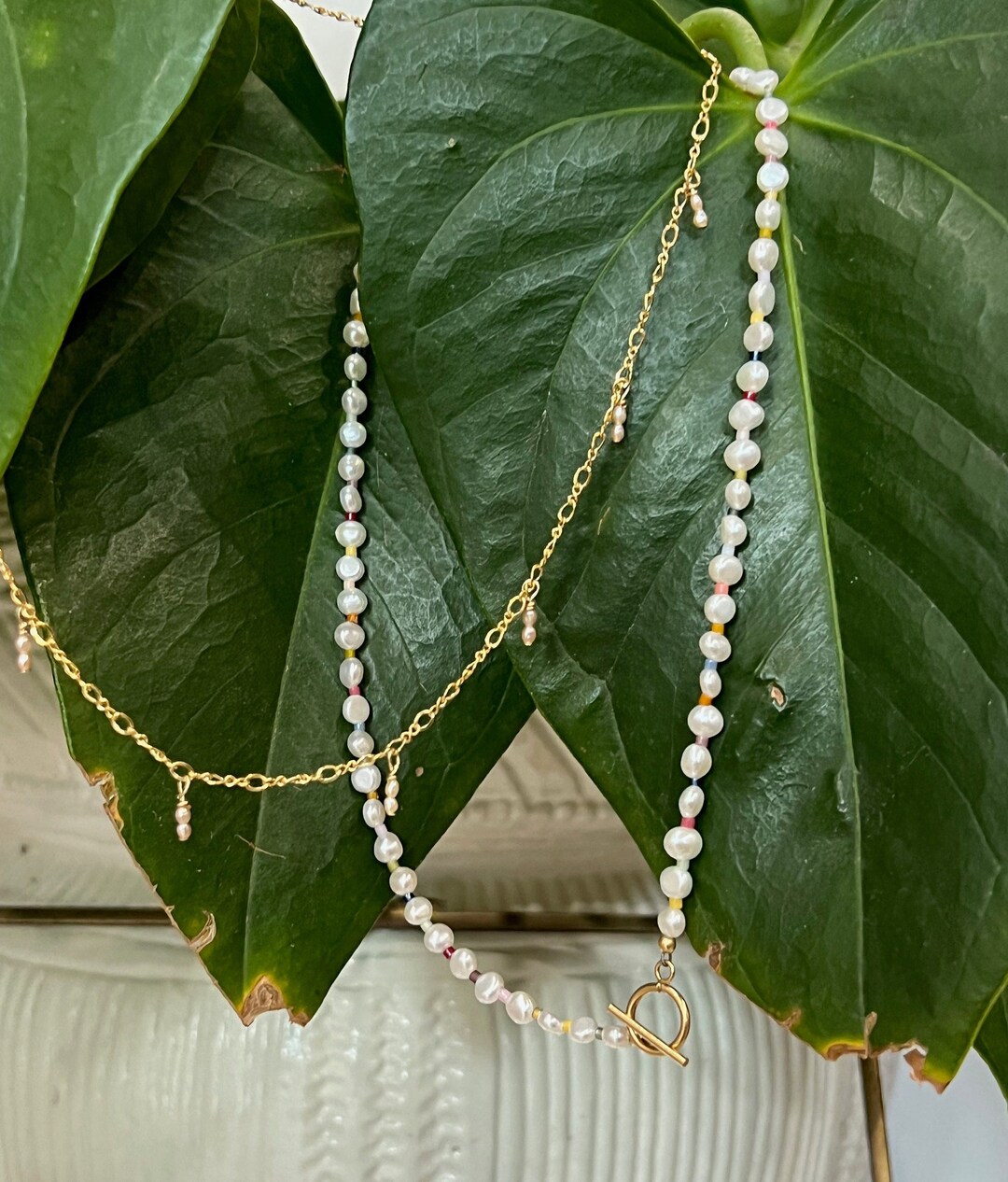 Real Pearl Necklace Rainbow Seed Pearl Choker Beaded Pearl Etsy