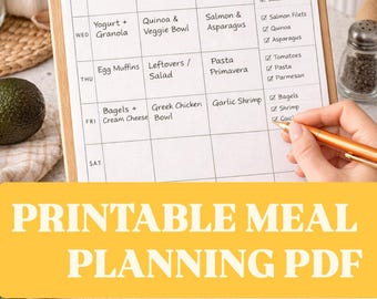 Ultimate Weekly Meal Planner | Printable Meal Planning PDF | Weekly Menu + Grocery List | Healthy Meal Prep | Weekly Food Organizer