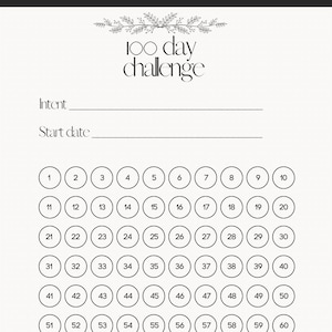 100 Days of Intent Printable