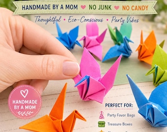 Eco-Friendly Party Favor Alternative | 10 Handmade Paper Cranes | Non-Plastic Gift Bag & Piñata Filler