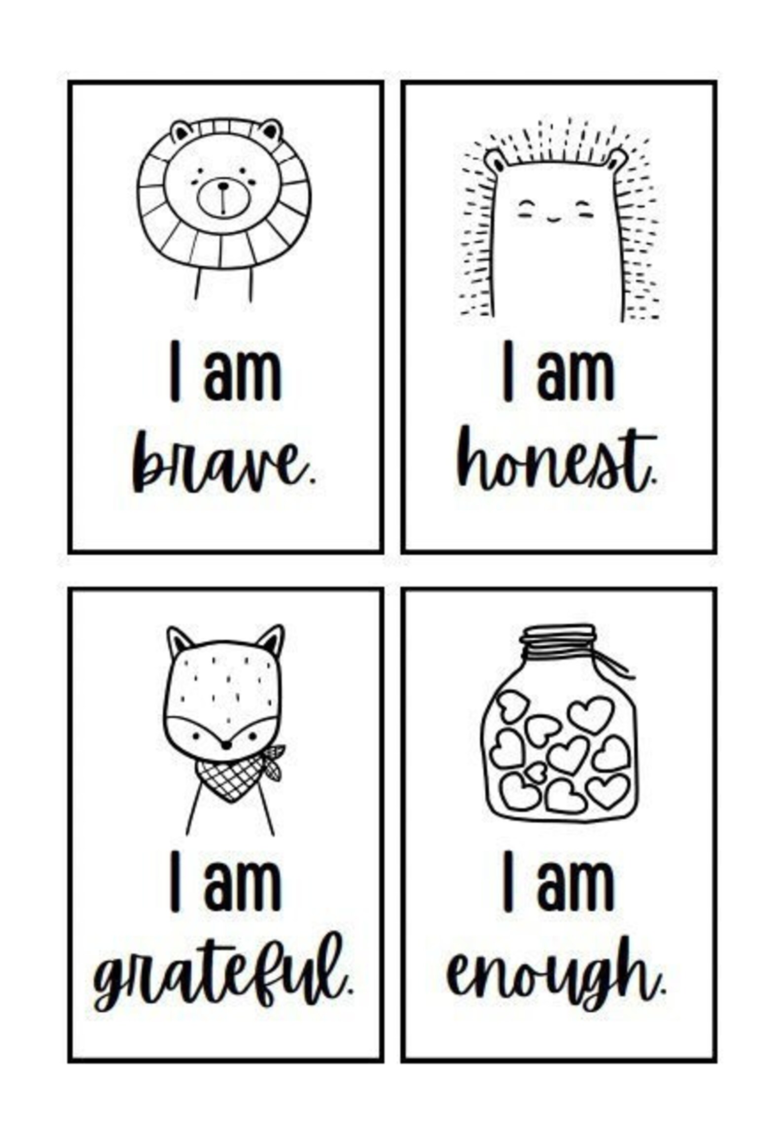 Printable Coloring Affirmation Cards for Kids | Positive Affirmations ...