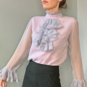 lavender ruffle blouse