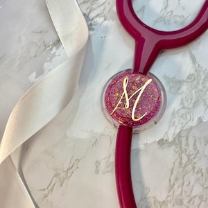 Stethoscope ID Tag, Personalized stethoscope ID, Initial ID tag, stethoscope tag with glitter, Personalized gift, Stethoscope name tag