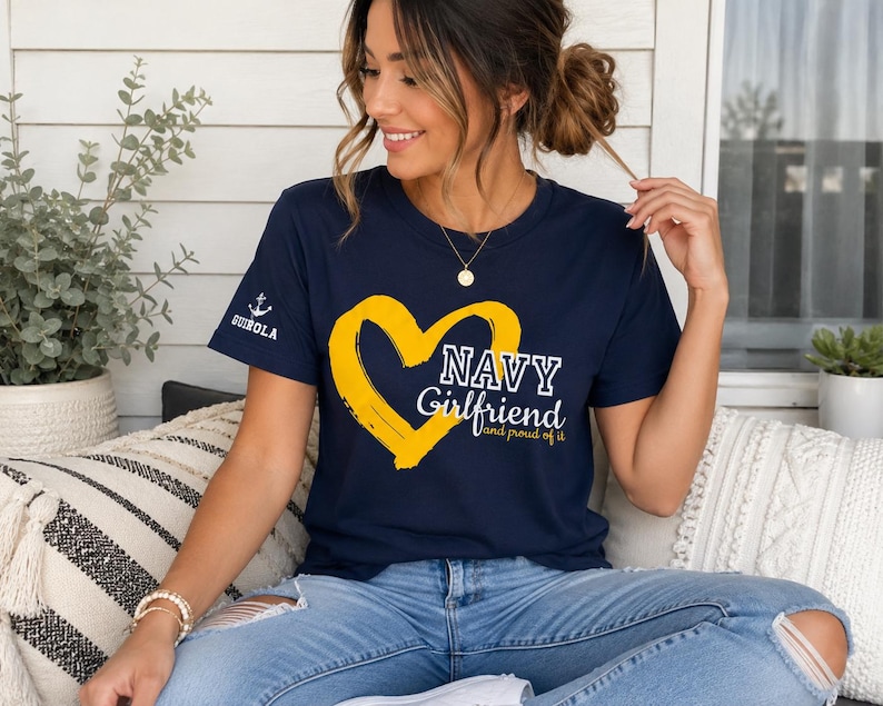Navy Girlfriend Shirt | Military Girlfriend Shirt | Proud Navy Girlfriend Tee | Navy Family Shirt | Deployment Gift | Military Support Shirt image 3