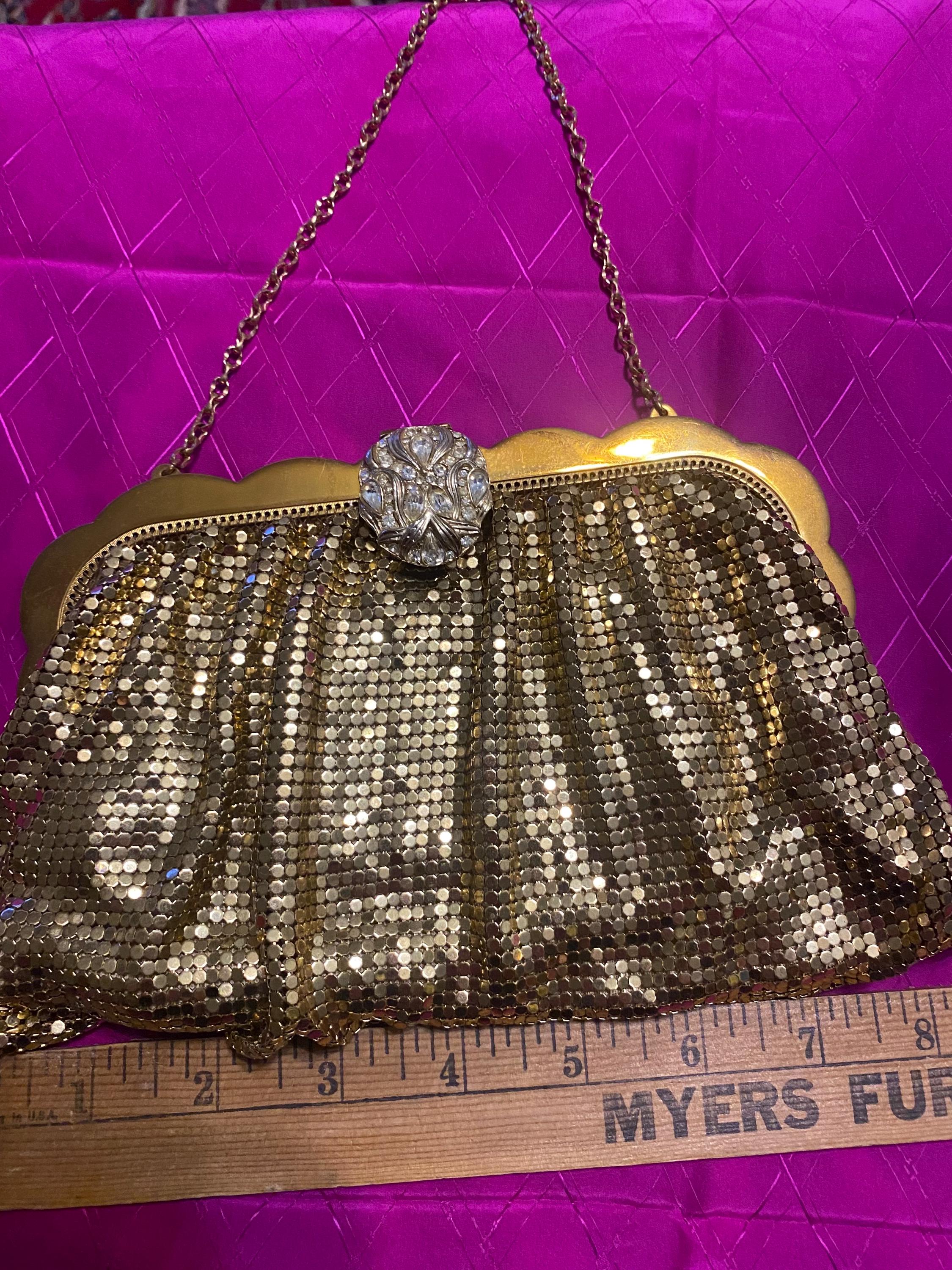 バッグ WHITIN & Davis. Bag Vintage Whiting and Davis Style Purse // Metallic Mesh Black