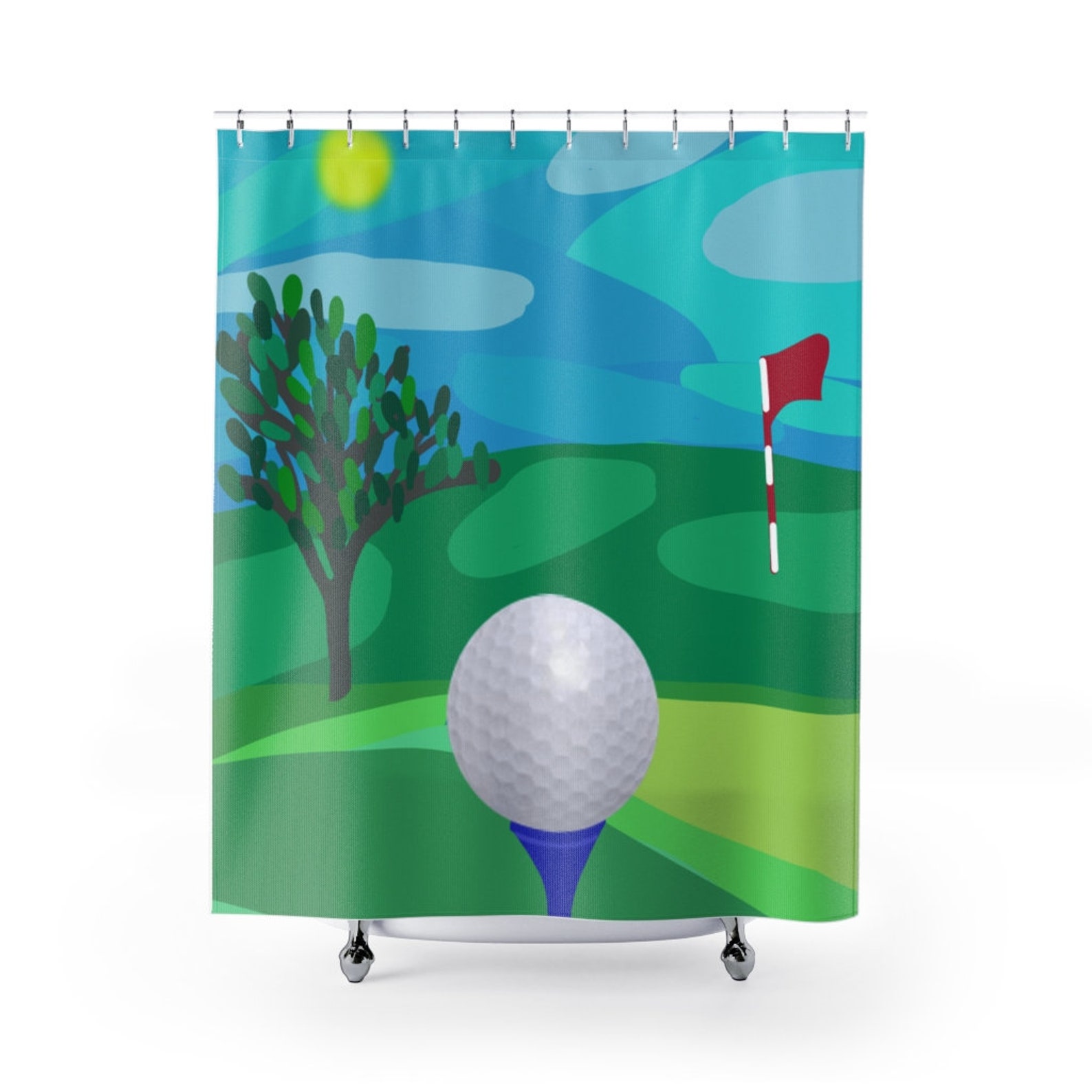 Golf Abstract Painting Golf Painting Golf Shower Curtain Etsy