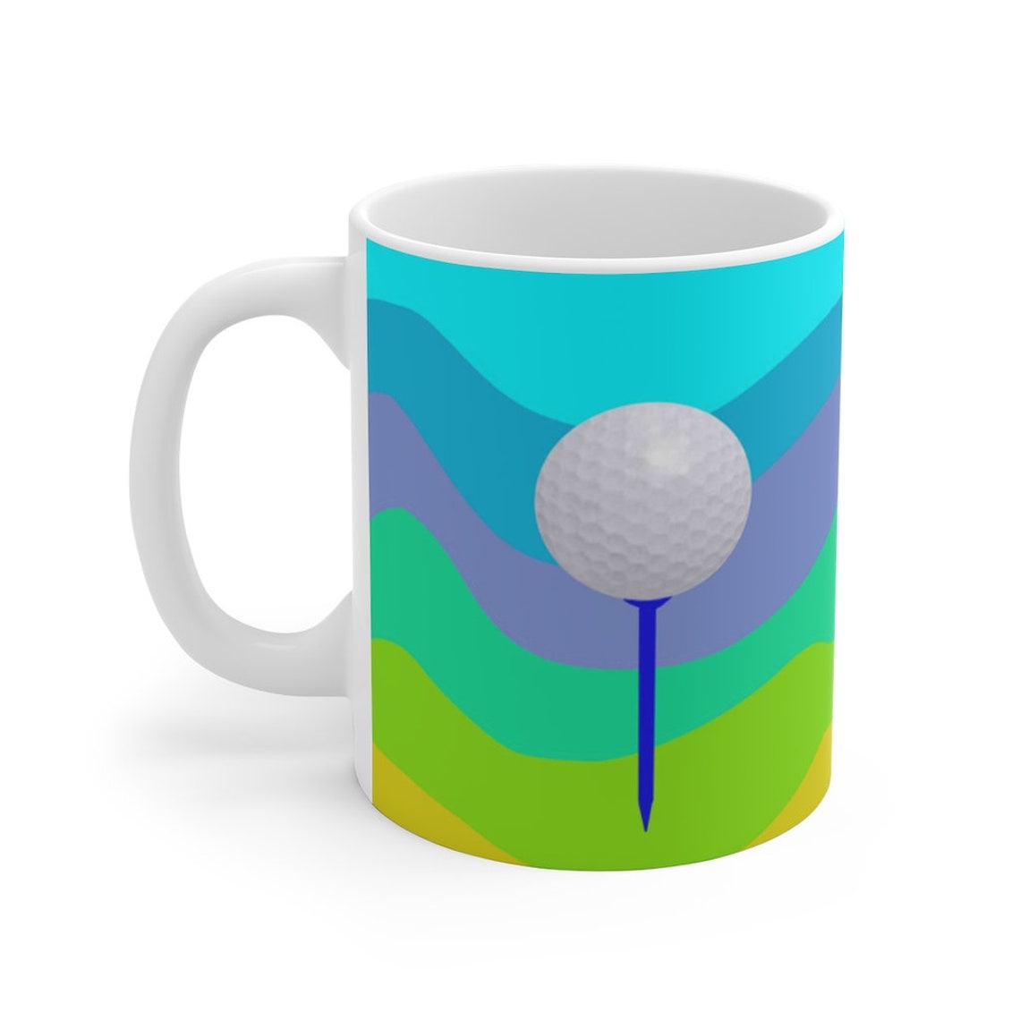 Golf Coffee Cup Golf Ball Tee Wavy Design White Golf Mug Etsy