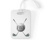 Personalized Monogram Golf Clubs Golf Ball Golf Lightweight Plastic Luggage Tag 3.94x2.76 Inch Golf Luggage Tag, Golf Bag Tag