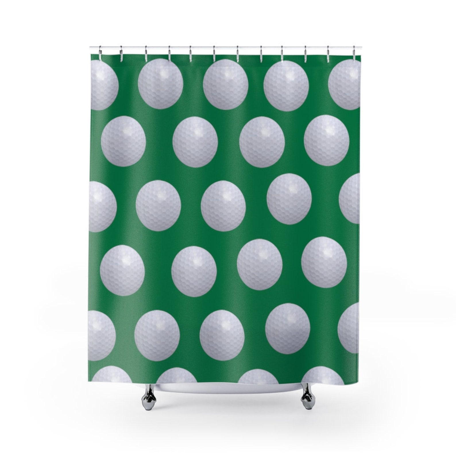 Green Golf Balls Shower Curtain Golf Green Shower Curtain Etsy