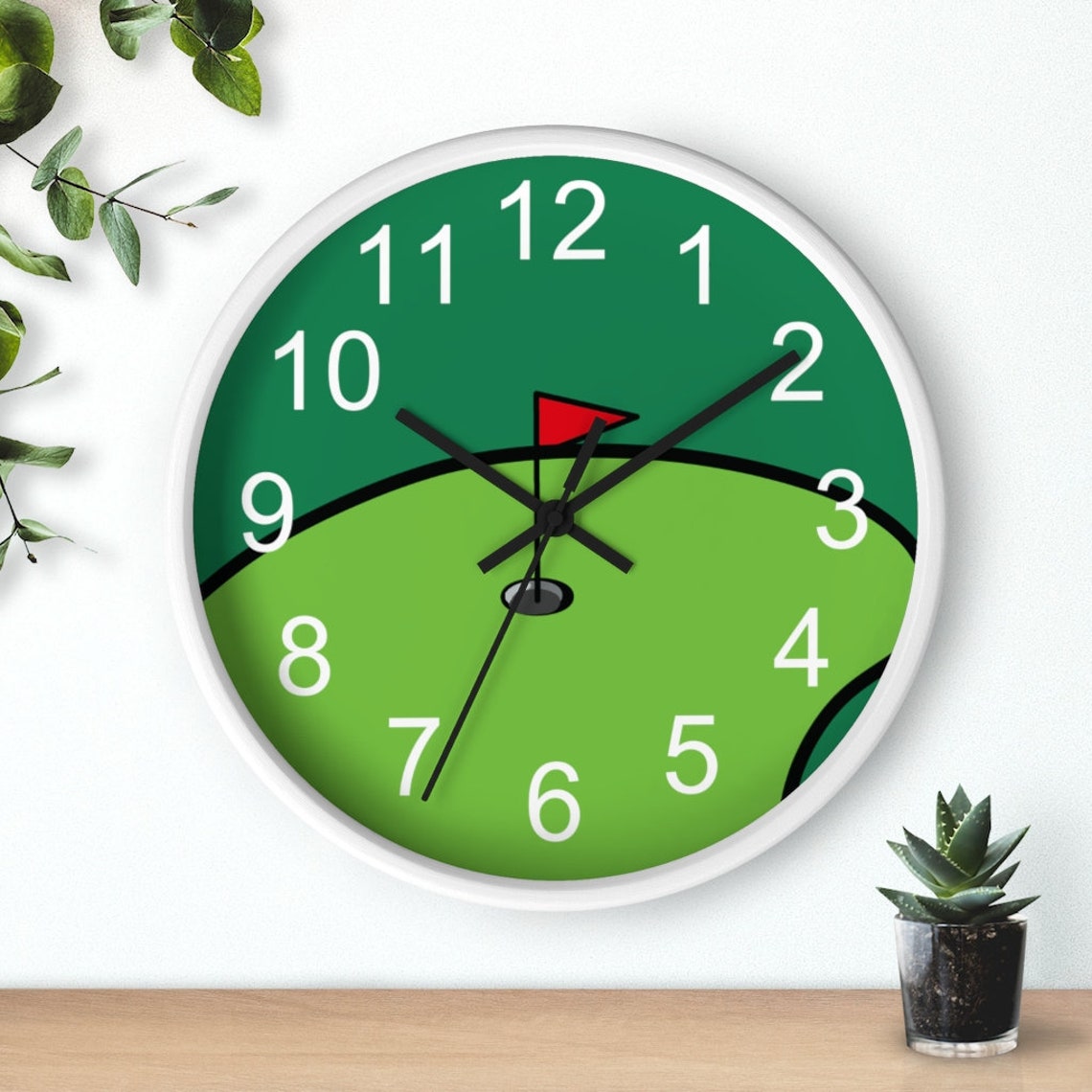Golf Green Clock Golf Clock 10 Inch Round Golf Clock 10 Etsy