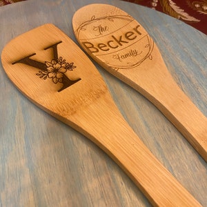 SET of Bamboo Cooking Utensils, Spatula Spoons Kitchen Cooking Utensils, Kitchen ware, Wedding Gifts,  handcrafted fAMILY Personalized