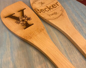 SET of Bamboo Cooking Utensils, Spatula Spoons Kitchen Cooking Utensils, Kitchen ware, Wedding Gifts,  handcrafted fAMILY Personalized