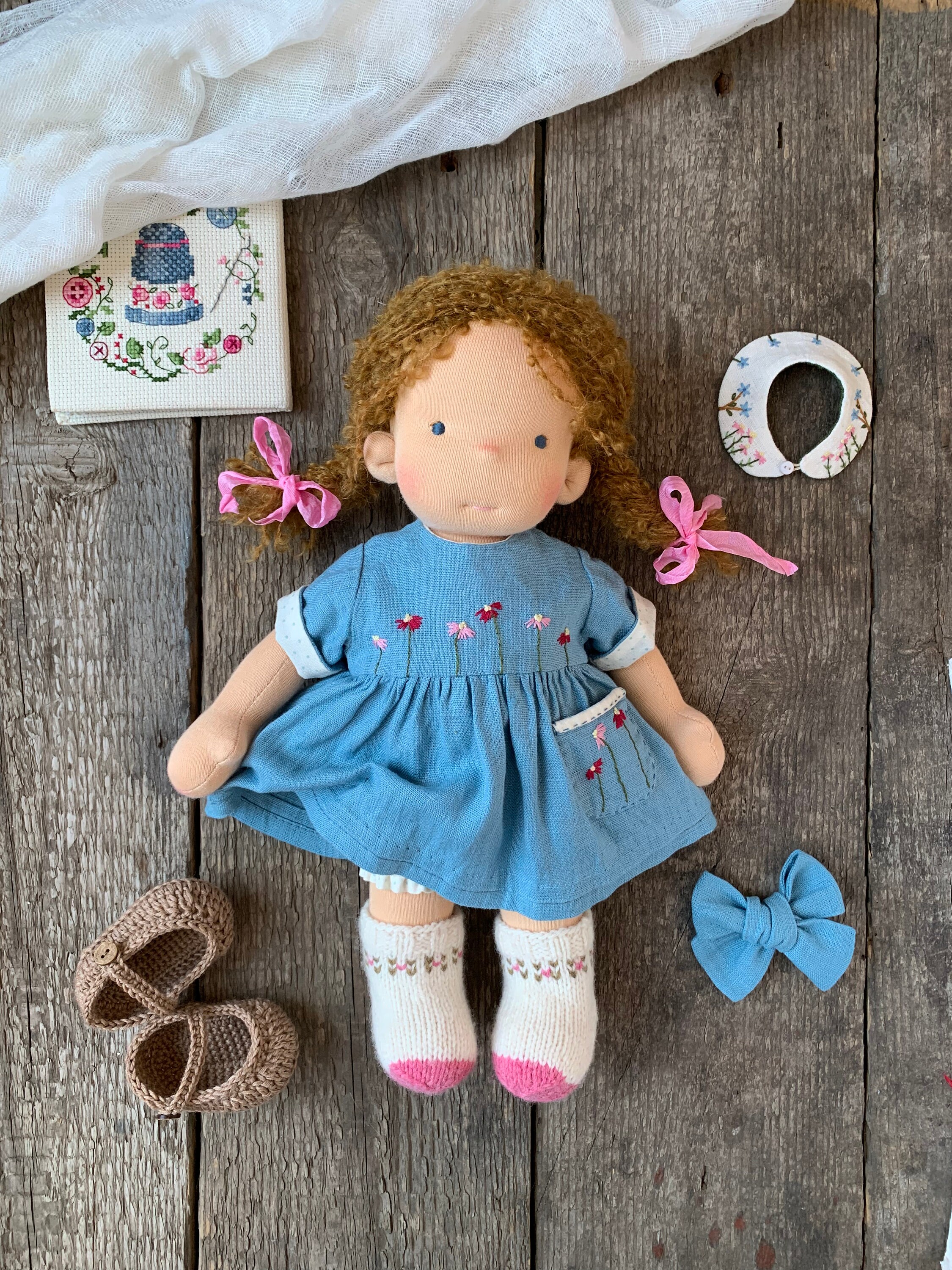 ウォルドルフ人形 13インチ、手作りのナチュラルベビーおもちゃ