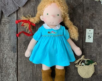 15インチの手作りウォルドルフ人形、女の子やコレクター向けの洋服付き