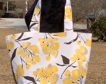 Yellow Floral Tote Bag