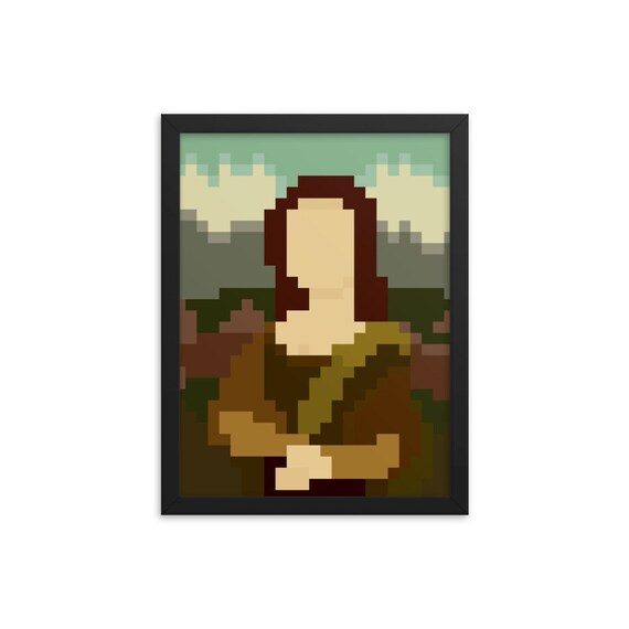 Mona Lisa Pixel Art Da Vinci Framed Poster Modern Pop Art Etsy
